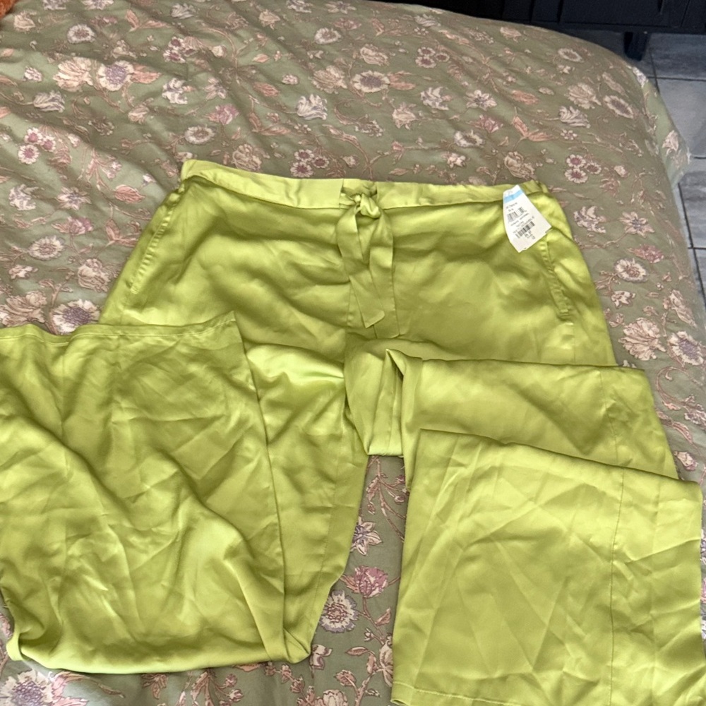 Lime Green Satin Pants Size 12